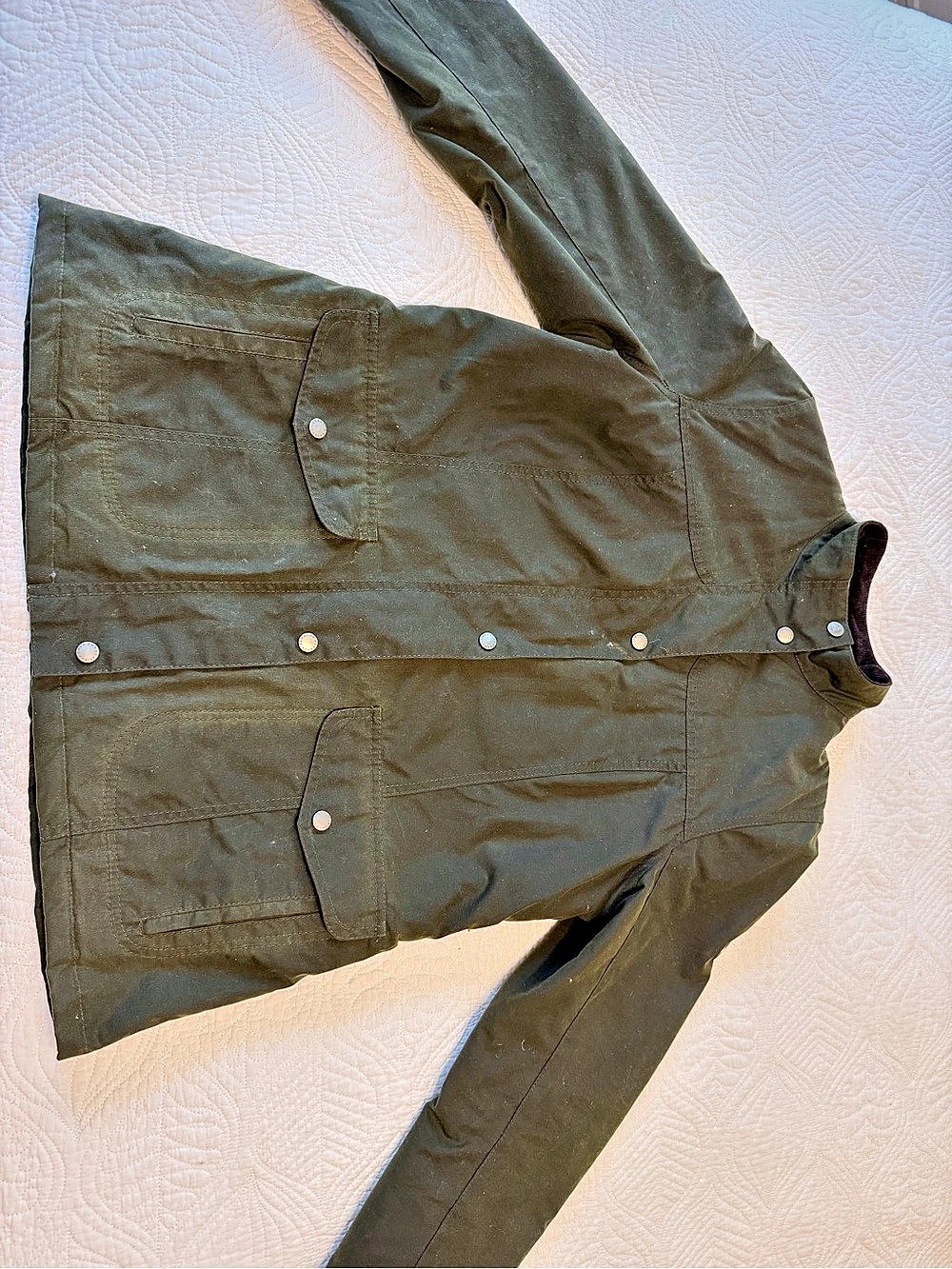 Barbour Sandsend Wax Jacket Utility Jacket Green Size Medium